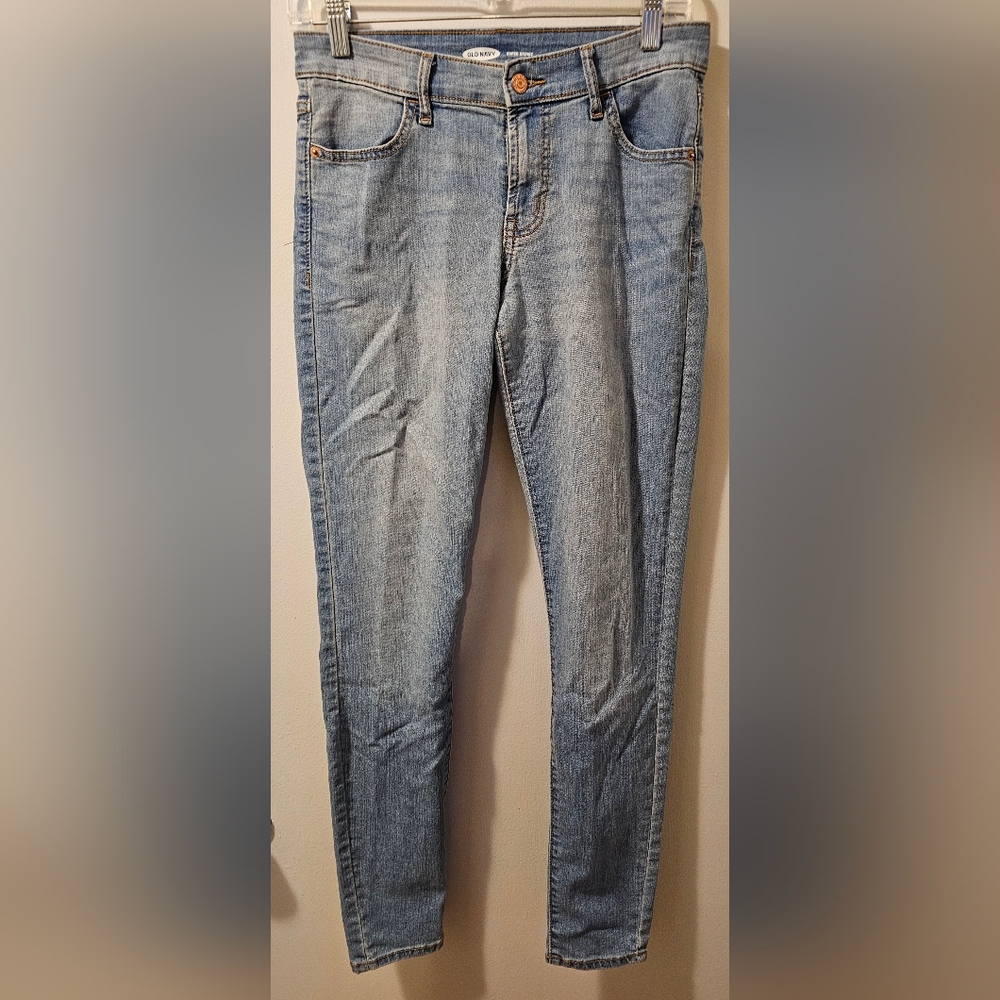 Old Navy Super Skinny Jeans Mid Rise Blue Women's Size 4 Long